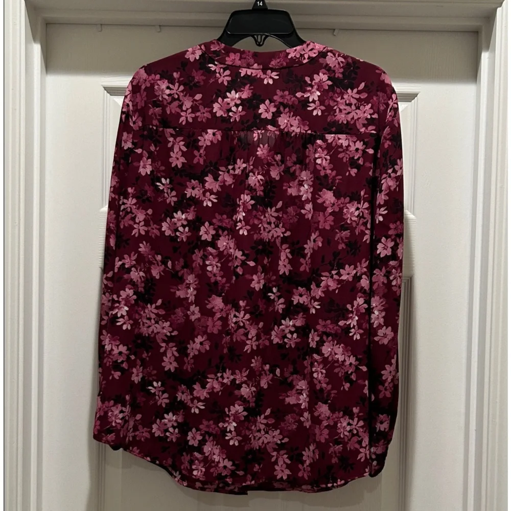Anne Klein Burgundy Floral Blouse - Picture 4 of 5